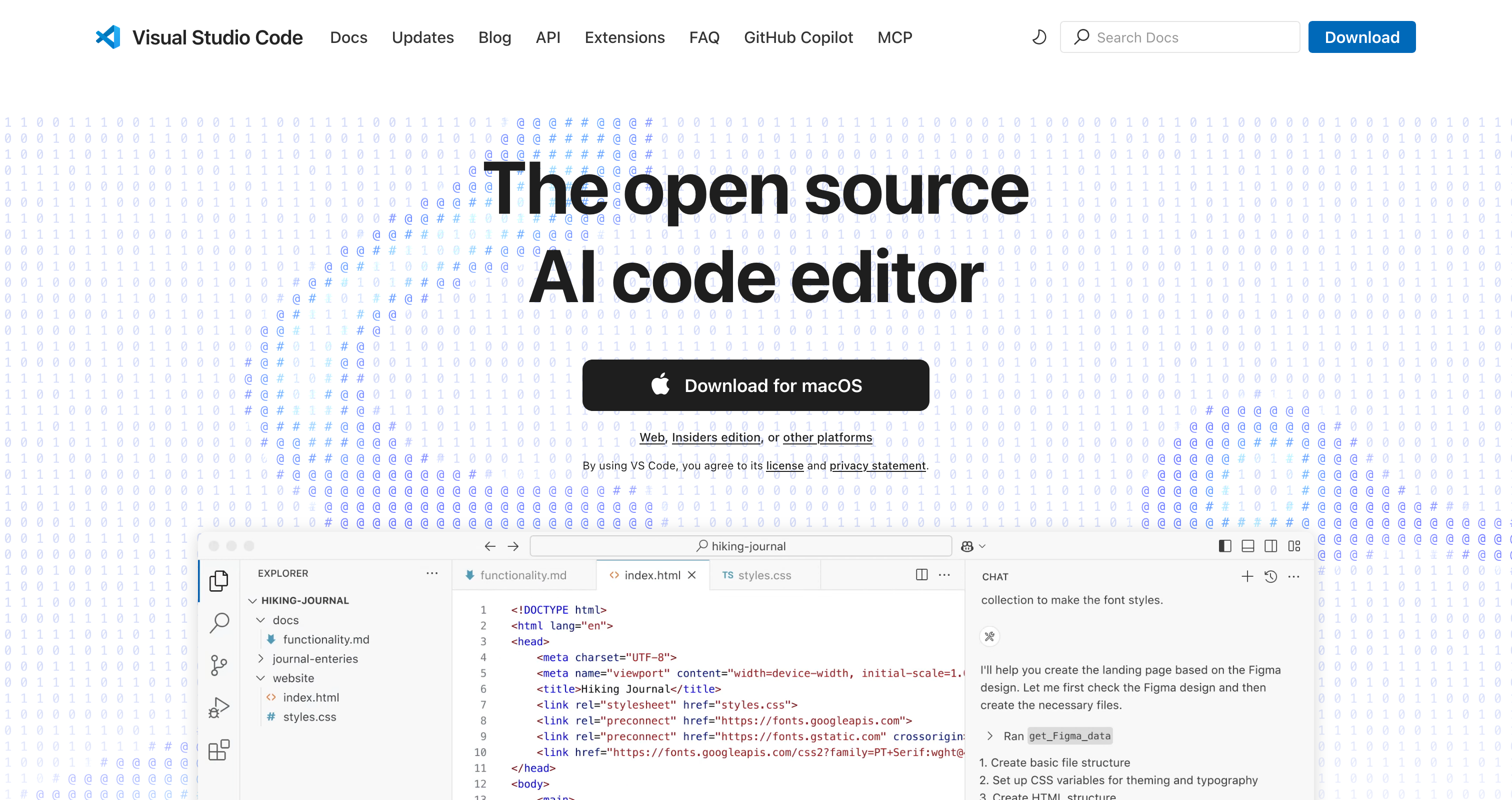 VS Code homepage